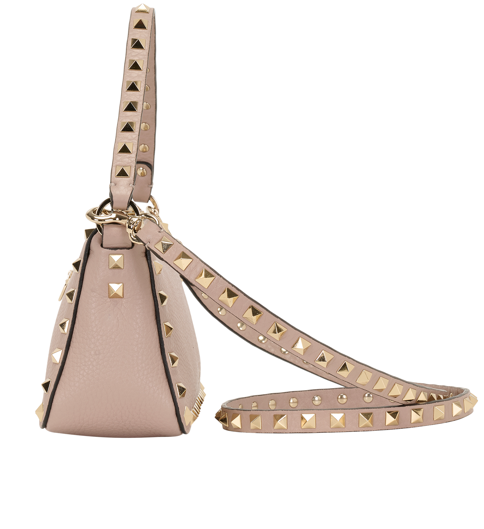 Small Rockstud Shoulder Bag, &pound;495, Handbags, Pink, Leather, Bottom view